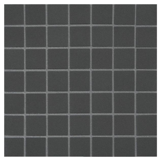 3/4" Square porcelain mosaic tile in unglazed Black color.