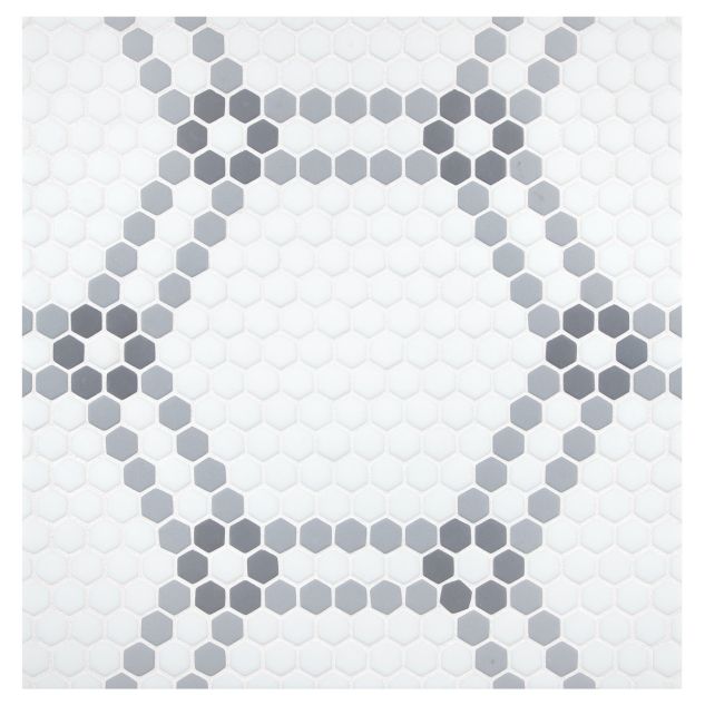 Hexandra glass mosaic in White