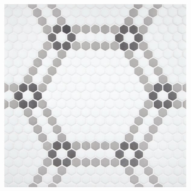 Hexandra glass mosaic in White