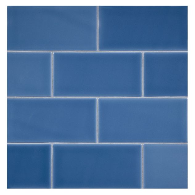 3" x 6" ceramic subway tile in After Blue with a gloss finish.