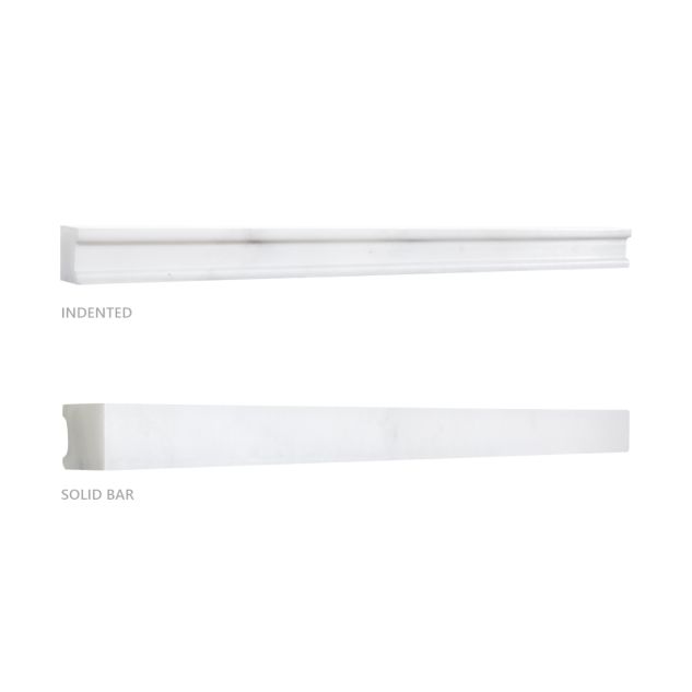 3/4" x 12" Architectural Pencil Trim in honed White Blossom marble.