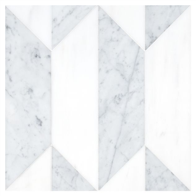 Chrysler Spire Solid tile pattern in White Whisp Dolomiti and Carrara marble.
