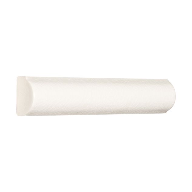 1" x 6" ceramic bar liner trim in white with a crackle finish.