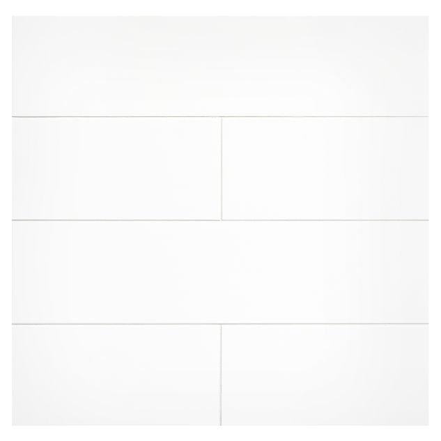 3" x 12" Ultra Flat ceramic Subway Tile in a glossy White color, with White Grout.