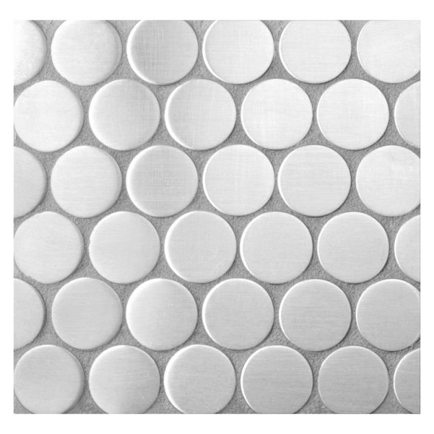 1" Penny Round metal mosaic in Stainless Steel with a satin brushed finish.