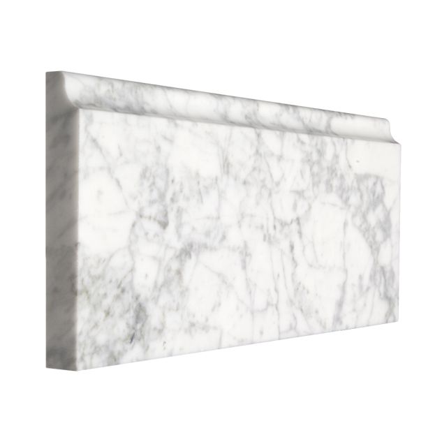 5" x 12" base molding in polished carrara light marble.