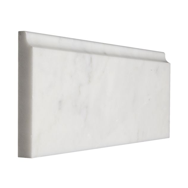 5" x 12" base molding in polished Carrara marble.