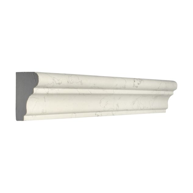 1-3/4" x 12" France Chair Rail molding in honed Bianco Verdito marble.