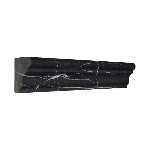 1-3/4" x 12" chair rail molding in honed nero marquina marble.
