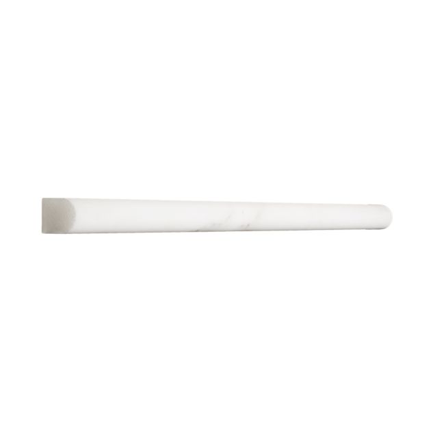 9/16" x 12" pencil trim in honed Calacatta marble.