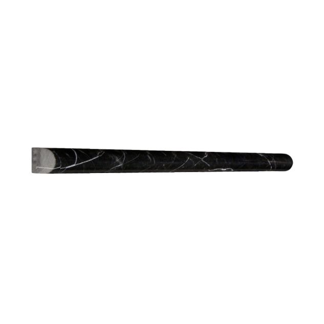 9/16" x 12" pencil trim in polished Nero Marquina marble.