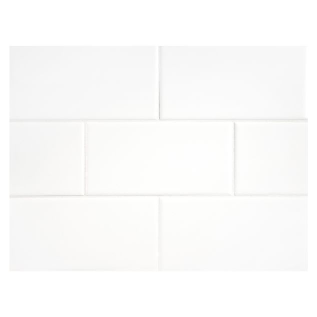3" x 6" ceramic subway tile in White with a Satin matte finish.