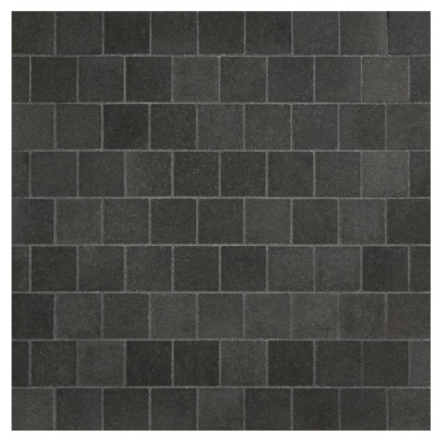 1-1/4" Offset Square stone mosaic in honed Deep Basalt.