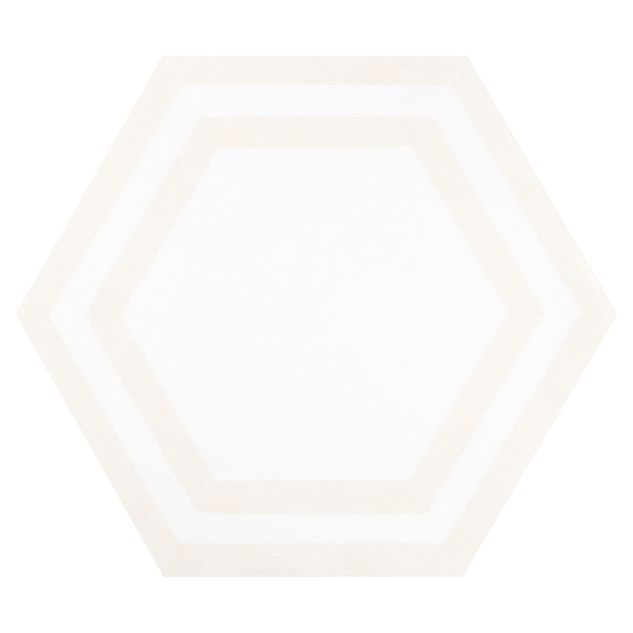 8" Hanson Hexagon porcelain tile in Balsa color with a white background