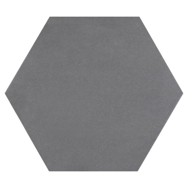 8" Hexagon porcelain tile in matte finished Dark Grey color.