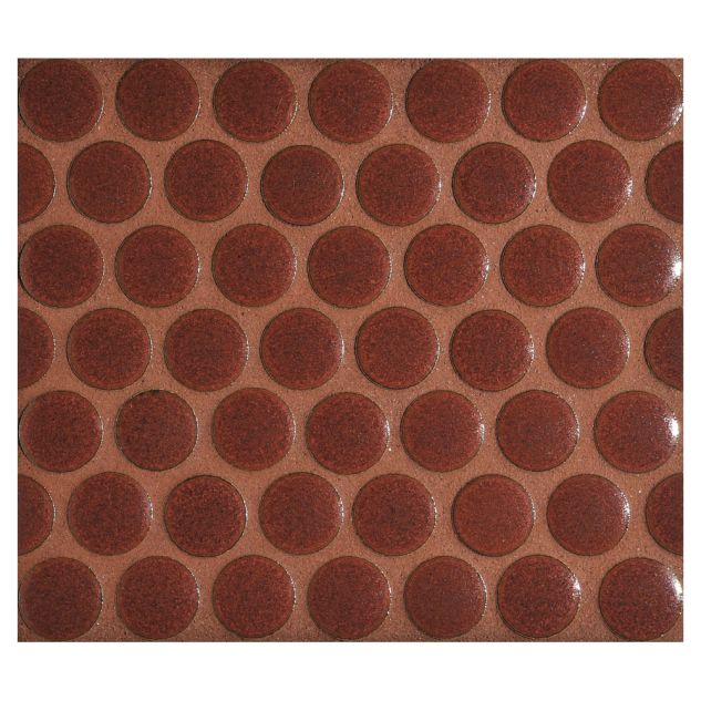 3/4" porcelain penny round mosaic tile in gloss finished Chambourd color.