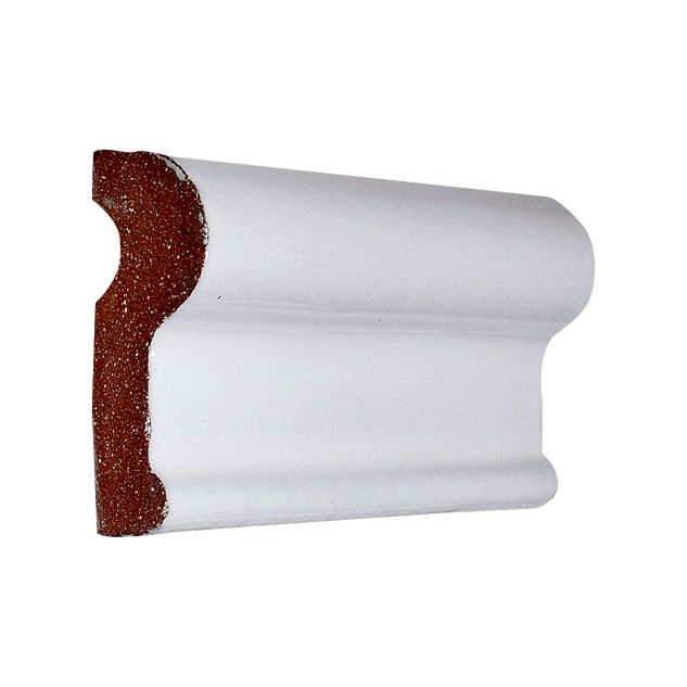 6" Glazed Chair Rail #3 ceramic trim in Bruce White color with a gloss finish.