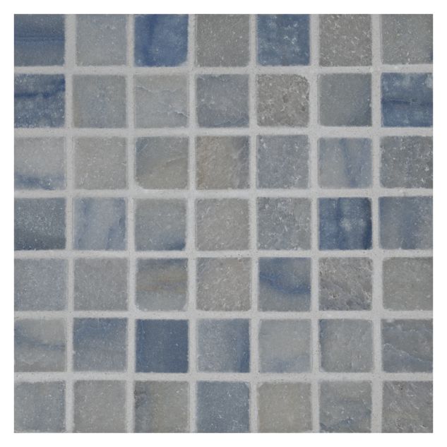 5/8" square mosaic tile in polished Blue Ronse Macaubas marble.