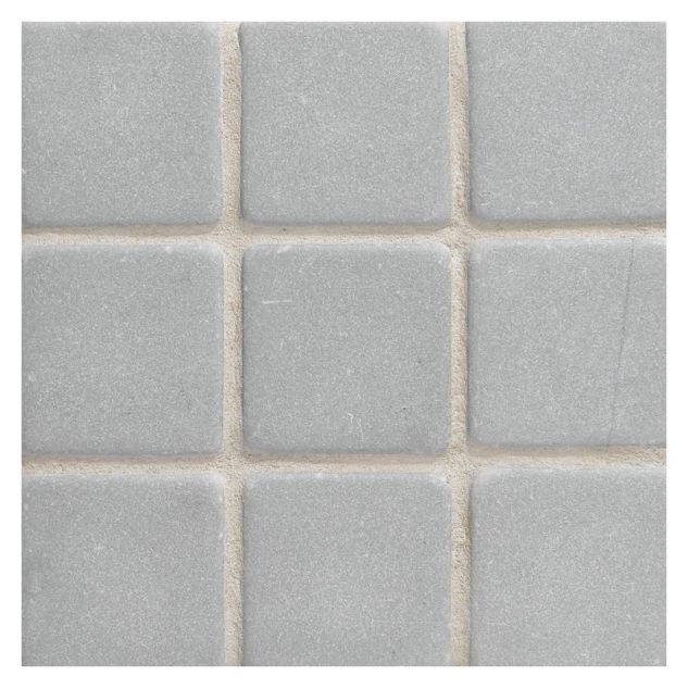 2" square mosaic in tumbled Grey Bardiglio marble.