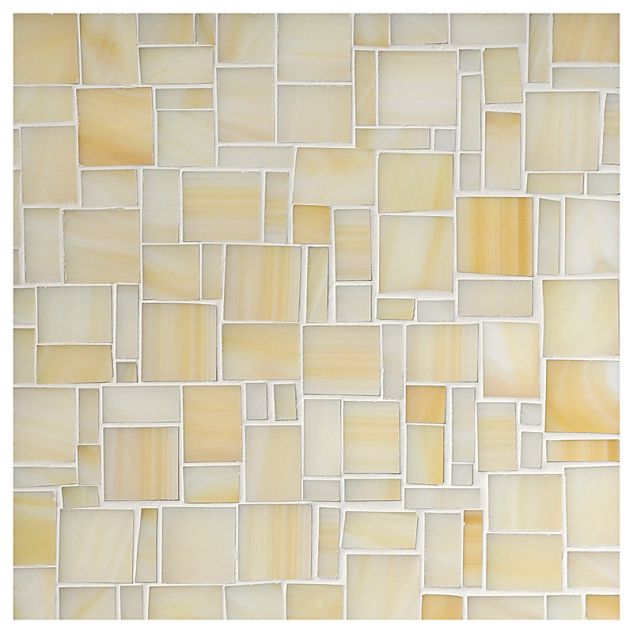 Petite Block glass mosaic in Sand Dune Blend color with a gloss finish.