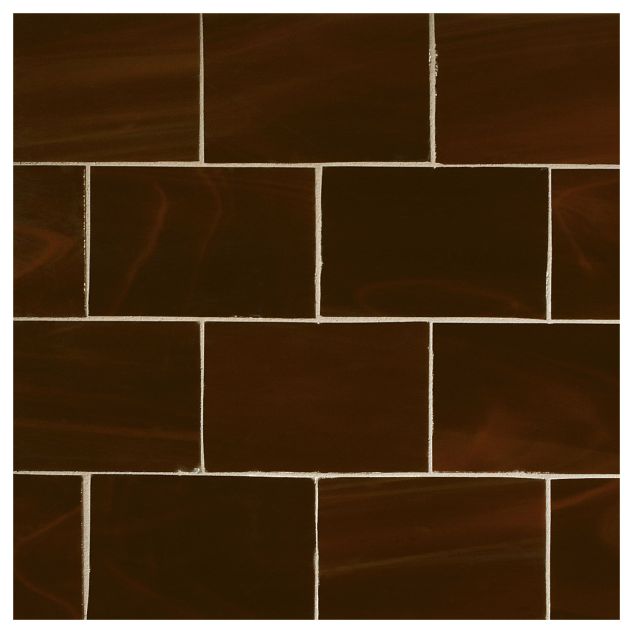 2" x 3" Brick glass mosaic in Maiden Tortoise Brick color with a gloss finish.