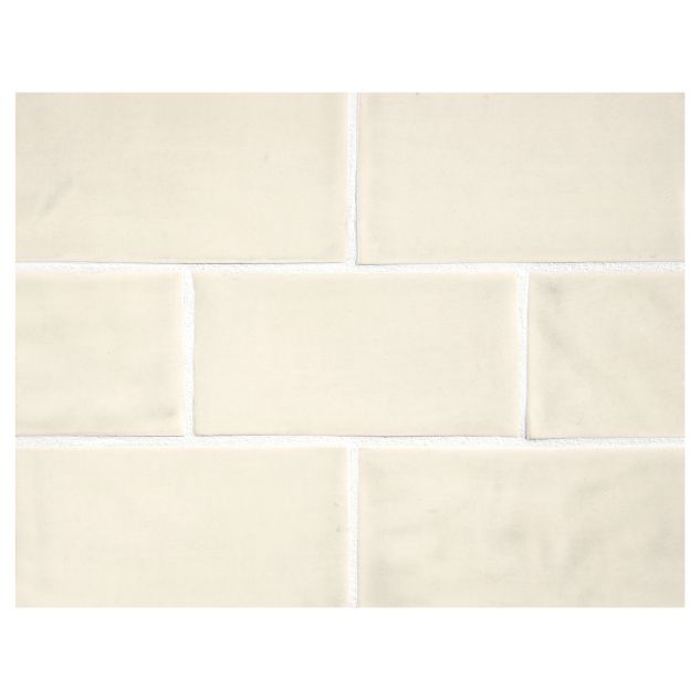 Tiepolo ceramics 2" x 4" field tile in Dove color with a gloss finish.