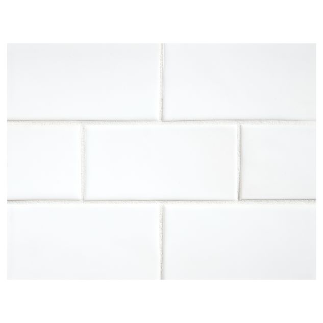Tiepolo ceramic 2" x 4" field tile in Ice White with a glossy finish.