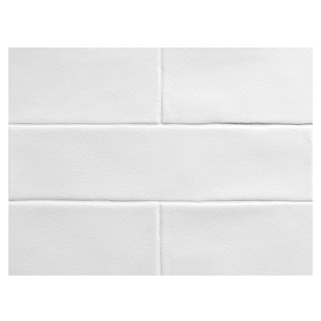 3" x 12" ceramic subway tile in Nava White color with a Satin Crackle finish.