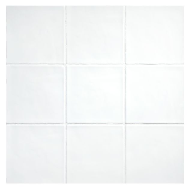 4-3/4" Square ceramic Zellige tile in Blanco Light with a gloss finish.
