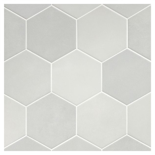 True Tile Made in the Shade Porcelain 5-1/2" Hexagon in Cas Grey X Sixteen with Matte finish.