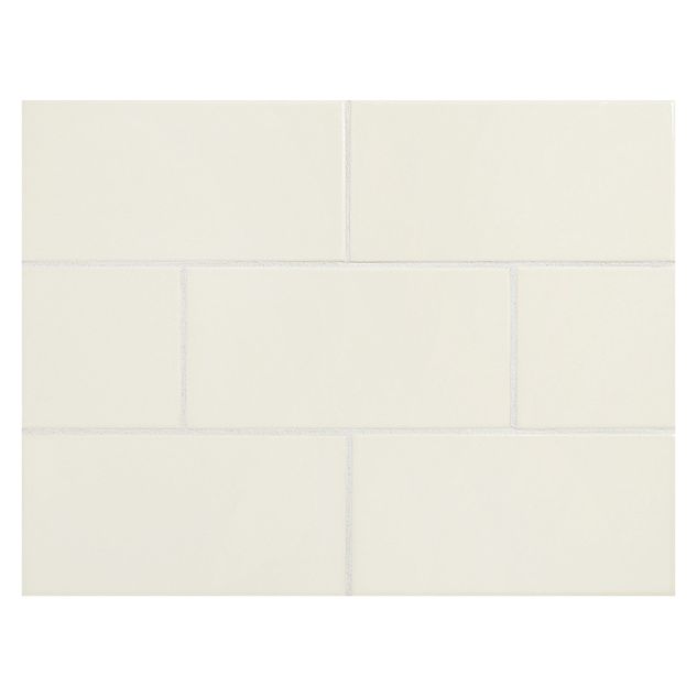 Vermeere 3" x 6" ceramic subway tile in Ice Cream with a gloss finish.