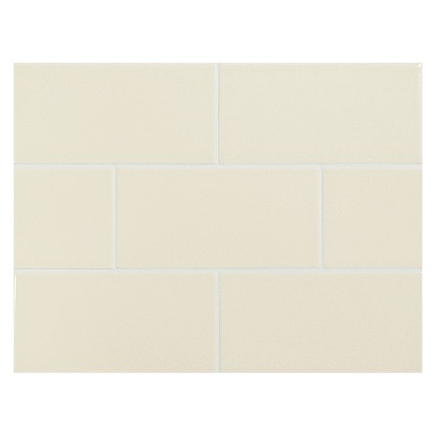 Vermeere 3" x 6" ceramic subway tile in Navajo White with crackle finish.