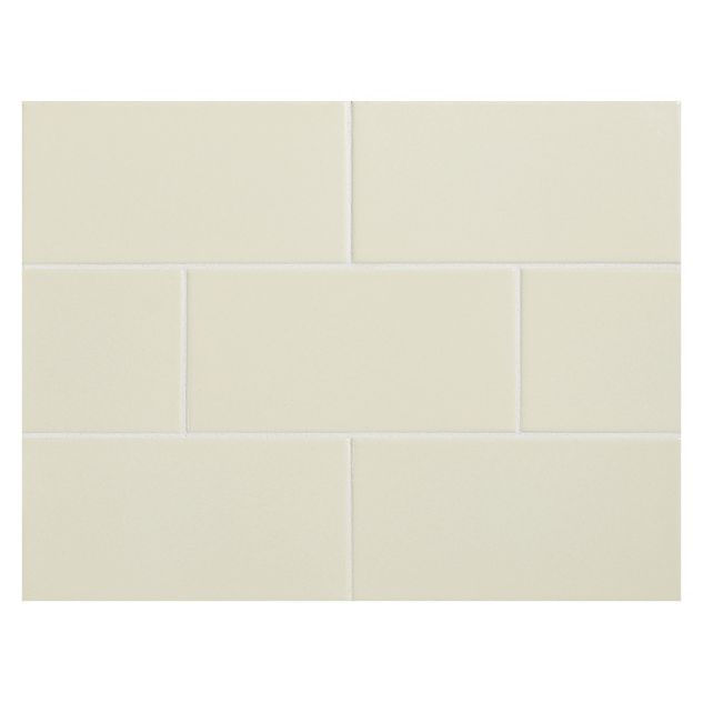 Vermeere 3" x 6" ceramic subway tile in Cream with a gloss finish.