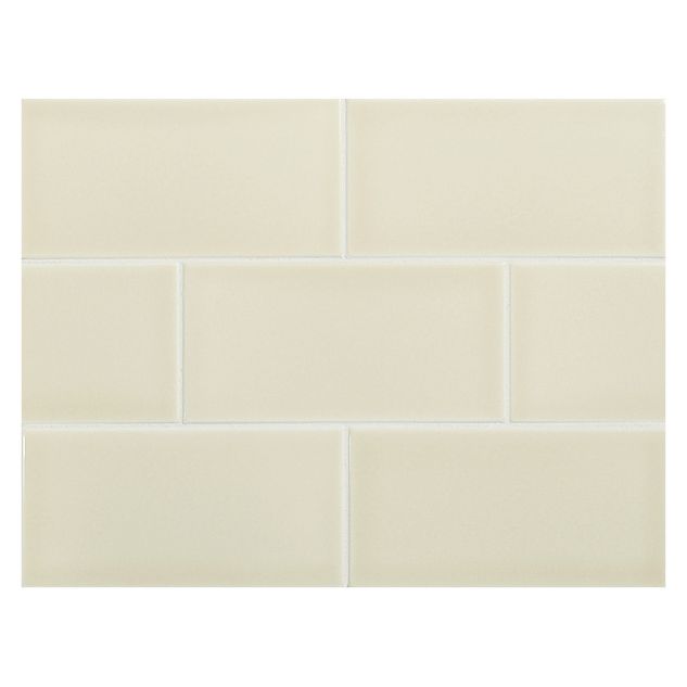 Vermeere 3" x 6" ceramic subway tile in Light Taupe with a gloss finish.