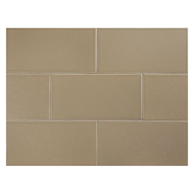 Vermeere 3" x 6" ceramic subway tile in Tundra with a gloss finish.