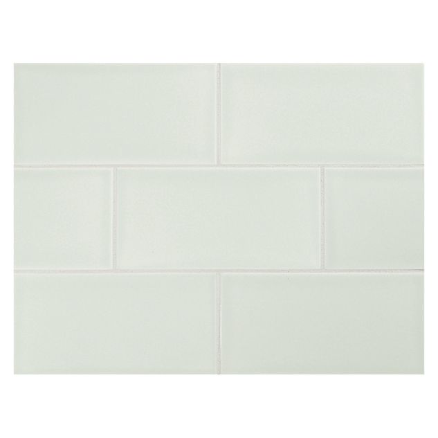 Vermeere 3" x 6" ceramic subway tile in Serene Green with a gloss finish.