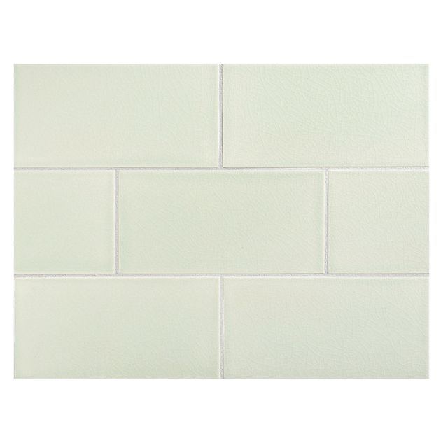 Vermeere 3" x 6" ceramic subway tile in Lime Juice with a crackle finish.