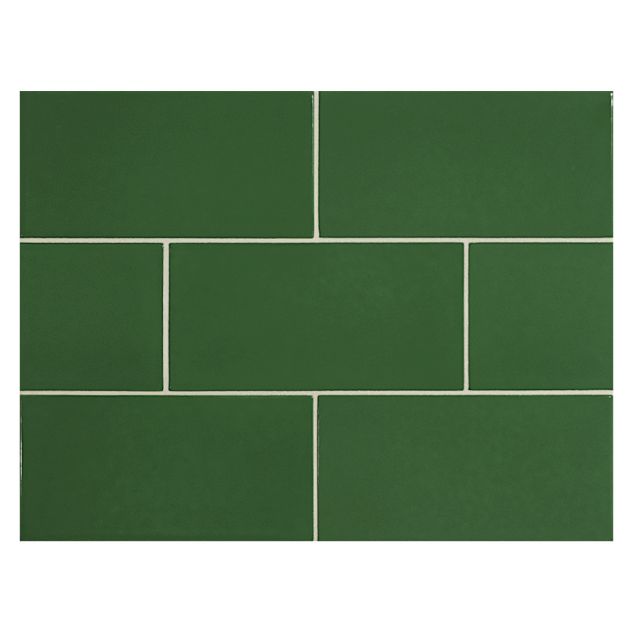 Vermeere 3" x 6" ceramic subway tile in Holly Green with a gloss finish.