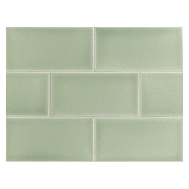 Vermeere 3" x 6" ceramic subway tile in Pine Mist with a gloss finish.