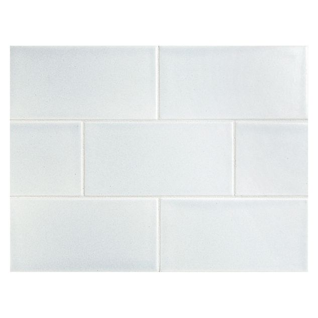 Vermeere 3" x 6" ceramic subway tile in Blue Frost with a matte finish.