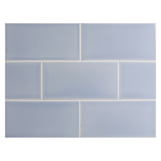 Vermeere 3" x 6" ceramic subway tile in Azure with a gloss finish.