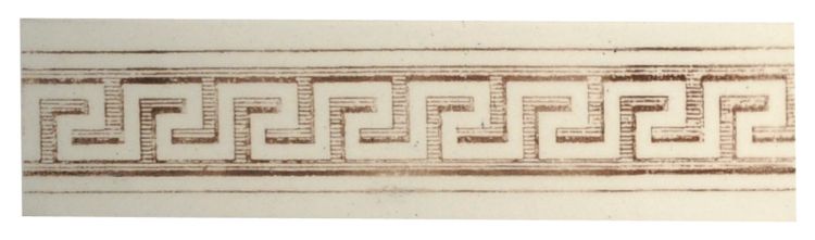 Tiepolo Screen printed Greek Key ceramic liner in French Brown and Alabaster.