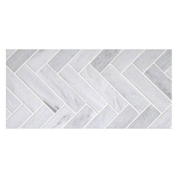 1" x 4" Herringbone mosaic in honed Asher marble.