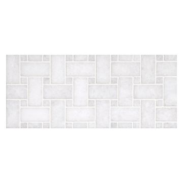 Basketweave mosaic in polished Crystal Grain marble.
