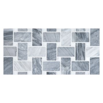 Basketweave mosaic in polished bardiglio turno marble with carrara dot.