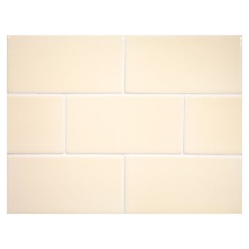 Vermeere 3" x 6" ceramic subway tile in Light Yellow with a gloss finish.