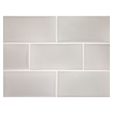 Vermeere 3" x 6" ceramic subway tile in Quicksilver with a crackle finish.