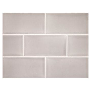 Vermeere 3" x 6" ceramic subway tile in Grey Stone Marble with gloss finish.