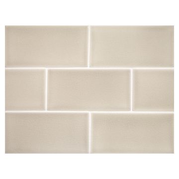 Vermeere 3" x 6" ceramic subway tile in Grey Mist with a crackle finish.