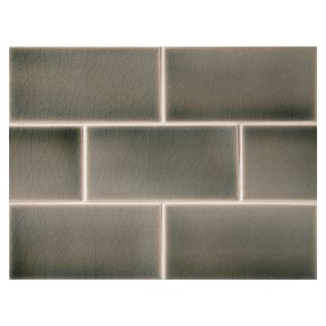 Vermeere 3" x 6" ceramic subway tile in Peacock with Fluid Glaze Crackle finish.